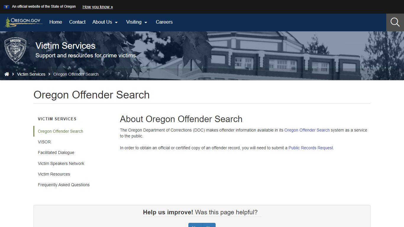 Department of Corrections : Oregon Offender Search : Victim Services ...